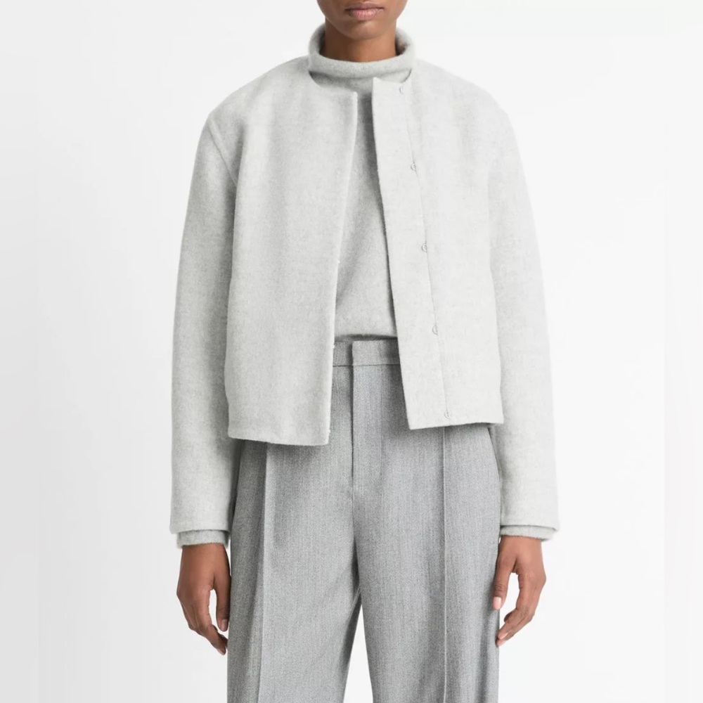 Vince Italian Wool-Blend Collarless Jacket